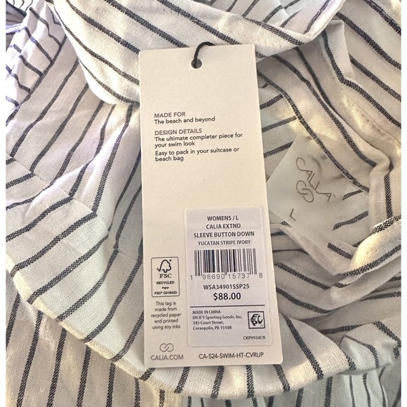 CALIA Women's M, Extended Sleeve Button Down Swim Cover‎ Up, SHIPS TODAY 🎁 - Picture 4 of 4